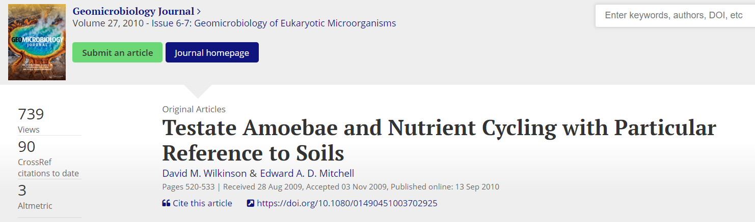 Testate Amoebae and Nutrient Cycling with Particular Reference to Soils