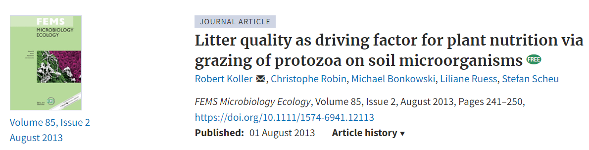 Litter quality as driving factor for plant nutrition via grazing of protozoa on soil microorganisms