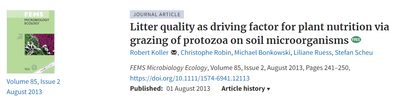 Litter quality as driving factor for plant nutrition via grazing of protozoa on soil microorganisms