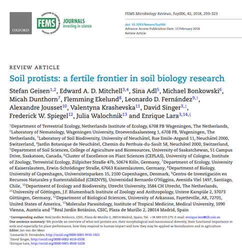 Soil protists: a fertile frontier in soil biology research